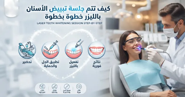 كيف تتم جلسة تبييض الأسنان بالليزر خطوة بخطوة؟