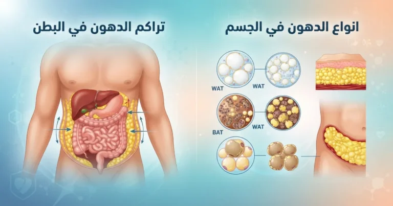 تراكم الدهون في البطن / انواع الدهون في الجسم